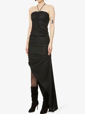 SUPRIYA LELE ASYMMETRIC CUT OUT RUCHED CREPE MIDI DRESS